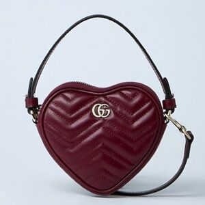 GUCCI Marmont GG logo quilted leather mini heart crossbody bag
